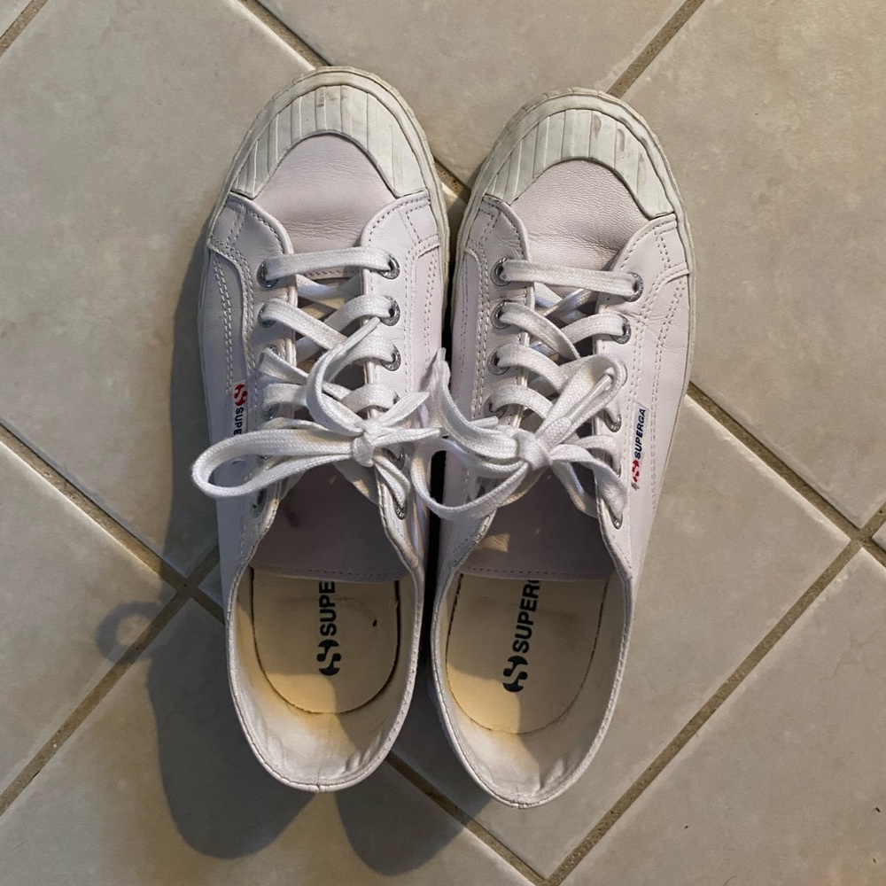 Superga White Sneakers / 2630 Stripe Nappa / size 8